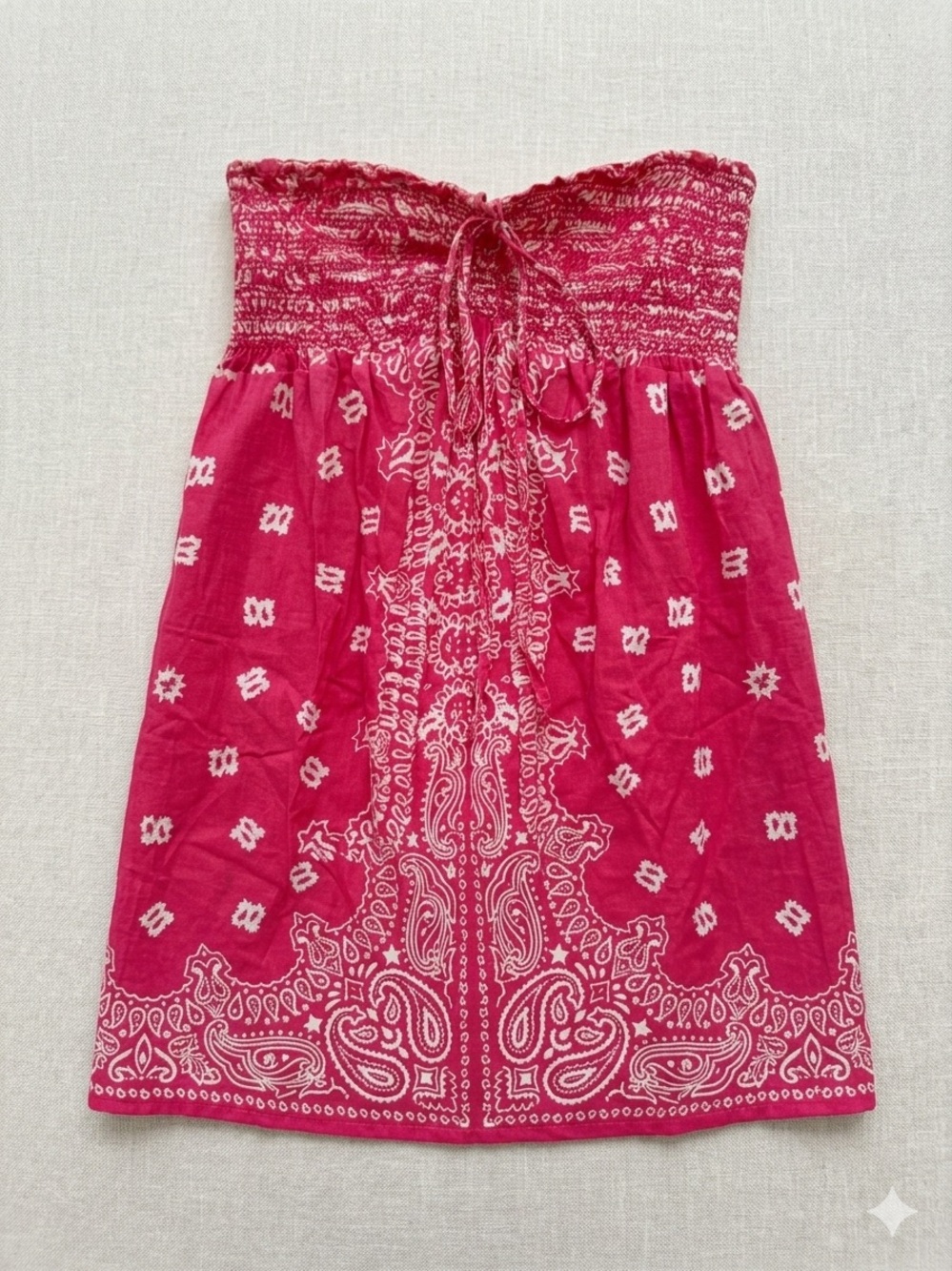 Ocean Drive Strapless Fuchsia Bandana Print Dress
